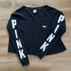 PINK Waffle Knit Long Sleeve Shirt
